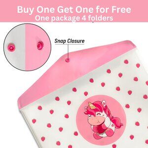 Cute Strawberry Unicorn Folder (Package of 4 folders) BUY ONE GET ONE FREE